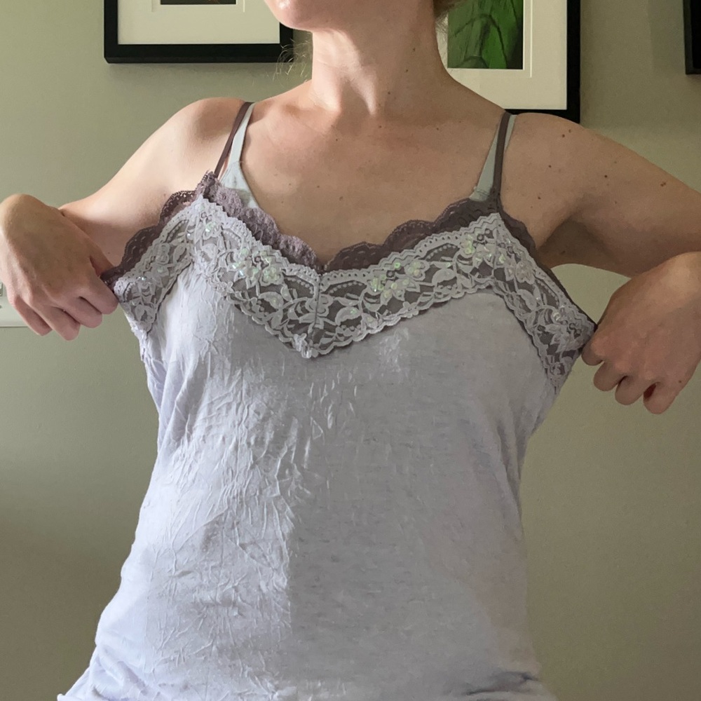 Y2K Vol. 1 Lace Sequin Cami Tank Top Purple Size XL Girly Fairy Whimsy - Picture 8 of 13